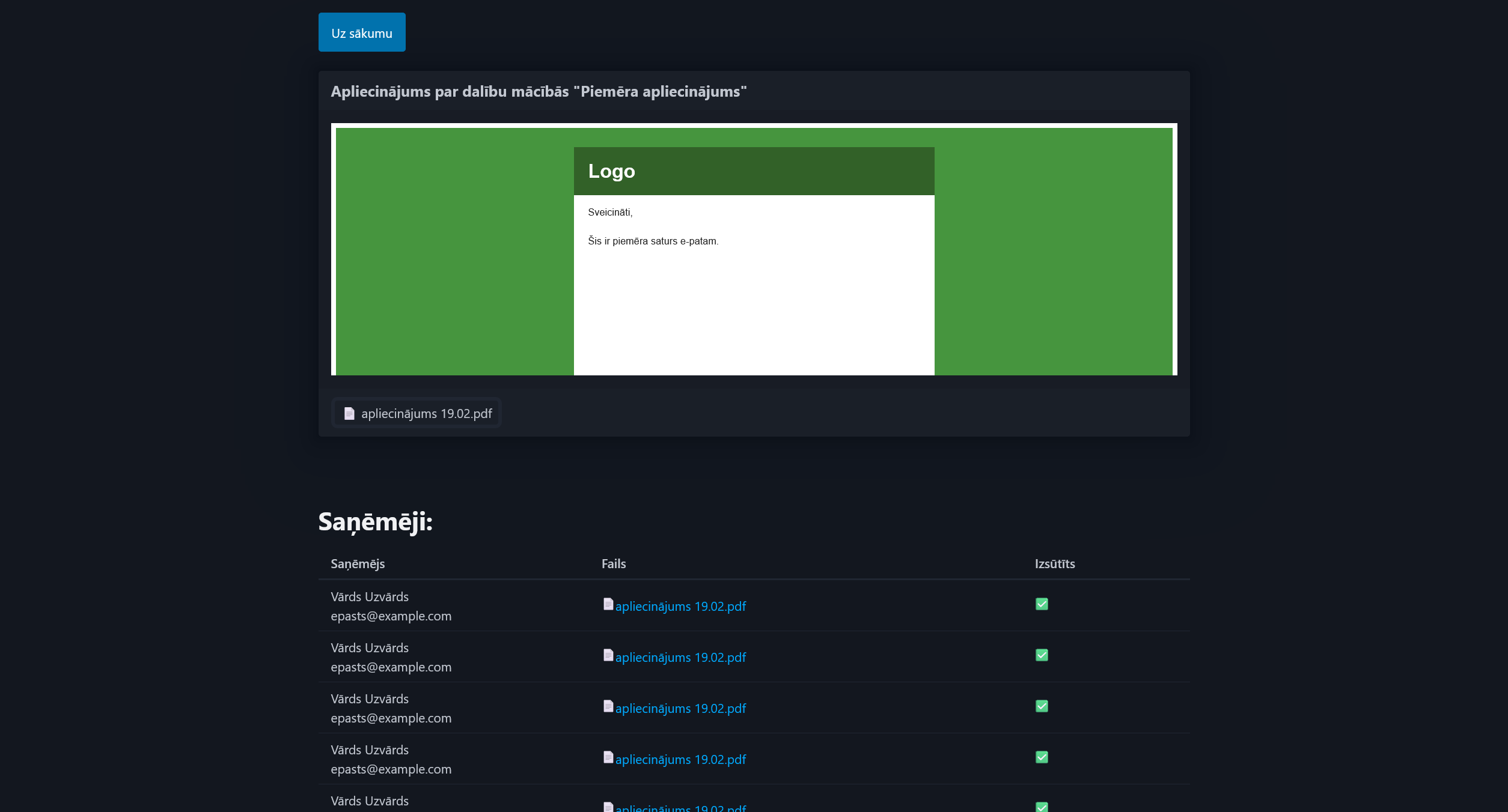 Screenshot of E-pastu sistēma